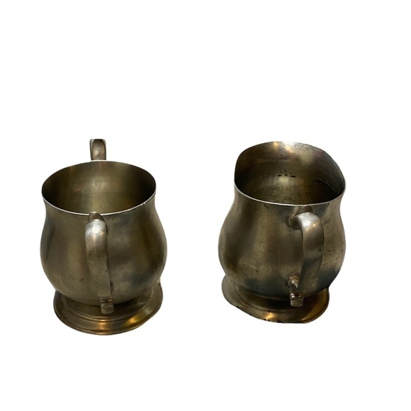 Vintage Pewter by Poole Sugar and Creamer - Picture 4 of 6